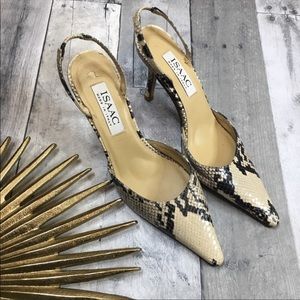 Isaac Mizrahi Sling Back Snakeskin Stiletto Heels